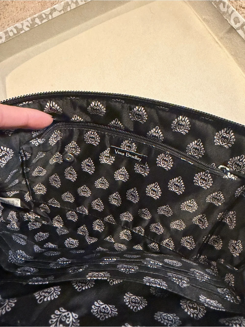 Vera Bradley Quilted Metallic Black Wristlet